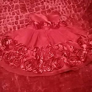 Red rose dress with zipper and bow